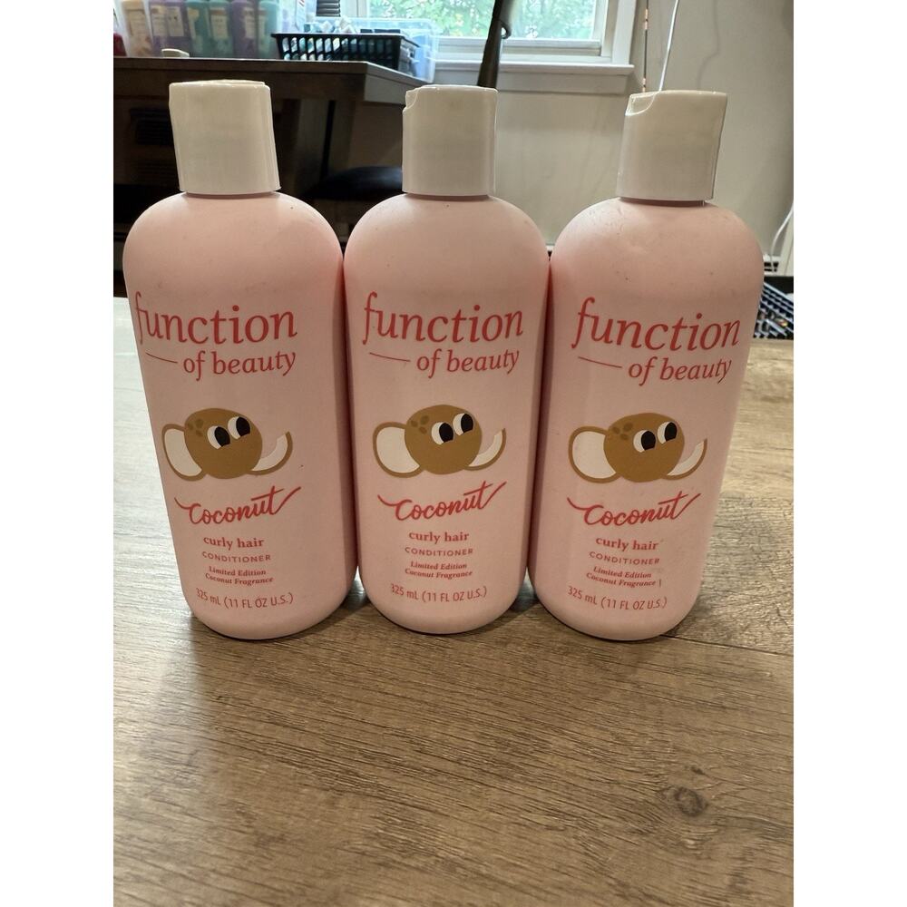 NEW 3pk Function of Beauty CURLY Hair COCONUT Conditioner 11oz/ea Limited Ed